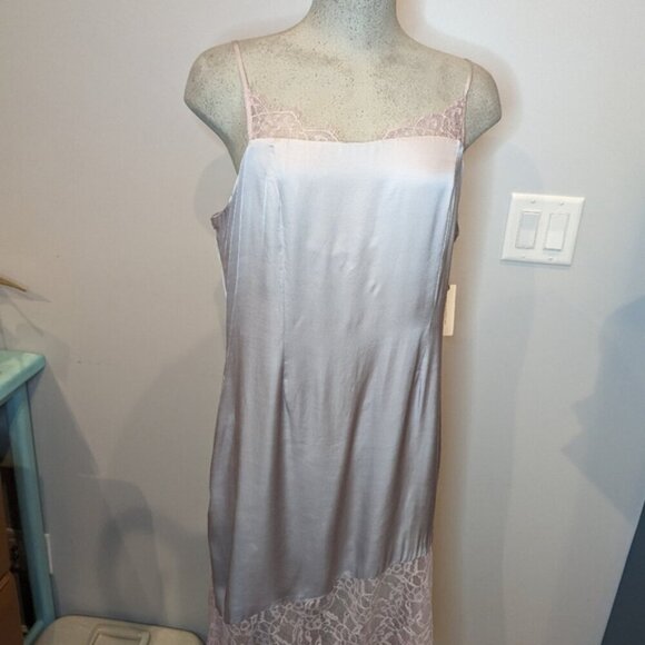 Anthropologie Lace-Trimmed Asymmetrical Midi Slip Dress Size 14, New - Picture 6 of 15
